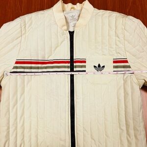 adidas Off-White Quilted/Puffer Jacket with Stripes